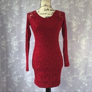 Beautiful Red lace Long Sleeve Dress by Wet Seal